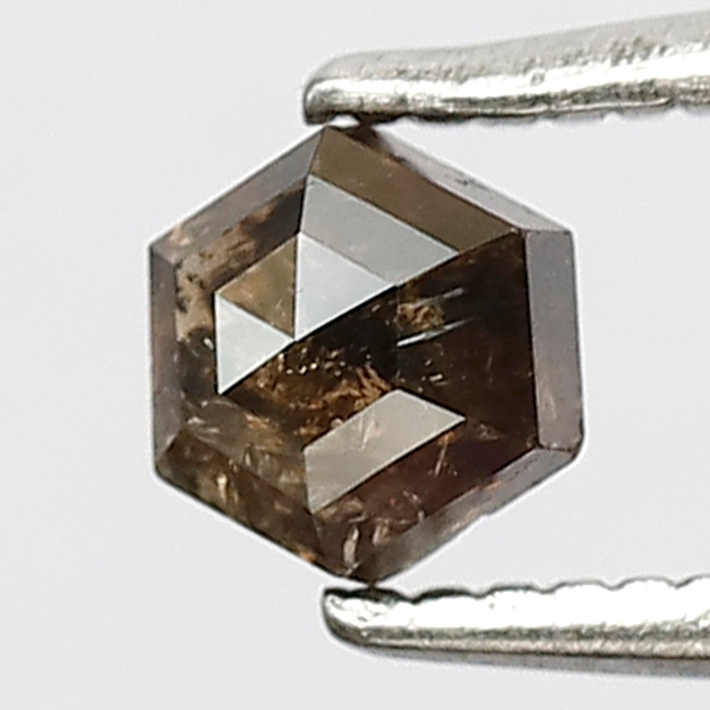 0.48 CT 4.7 MM Hexagon Shape Deep Brownish Salt and Pepper Rustic Loose Diamond for Delicate Rings and Necklaces