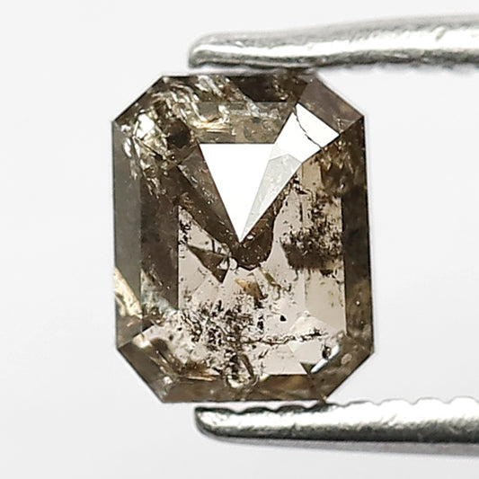 Natural Emerald Shape 1.10 Carat Diamond, 6.2 x 4.9 MM Natural Brownish Black Rustic Loose Diamond