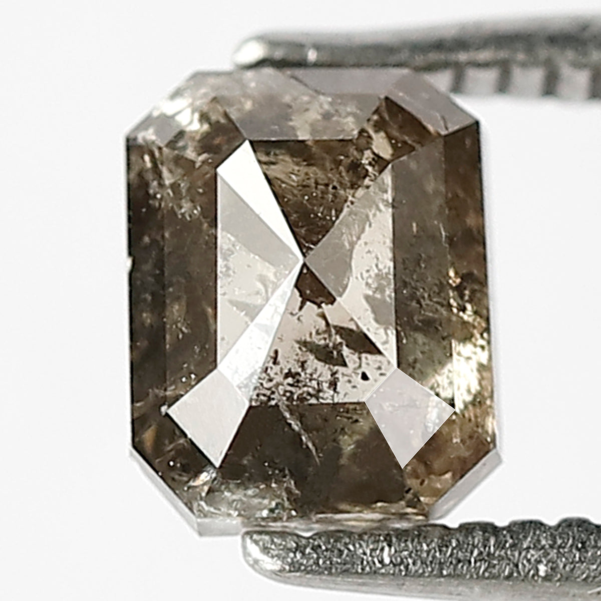 Natural Emerald Shape 1.10 Carat Diamond, 6.2 x 4.9 MM Natural Brownish Black Rustic Loose Diamond