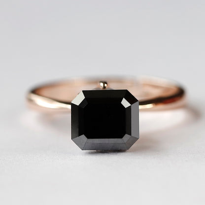 Emerald Cut Natural Treated Black Diamond 3.08 CT, 8.00 x 7.00 mm Loose Diamond for Engagement Ring Jewelry Making