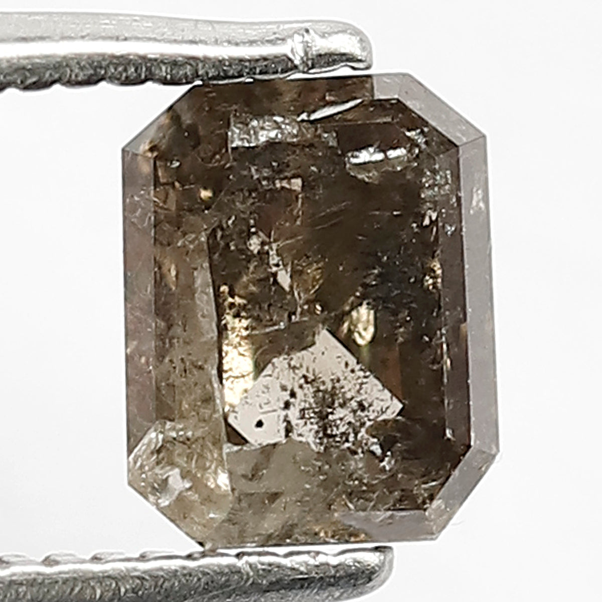 Natural Emerald Shape 1.10 Carat Diamond, 6.2 x 4.9 MM Natural Brownish Black Rustic Loose Diamond