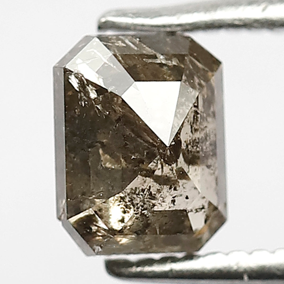 Natural Emerald Shape 1.10 Carat Diamond, 6.2 x 4.9 MM Natural Brownish Black Rustic Loose Diamond
