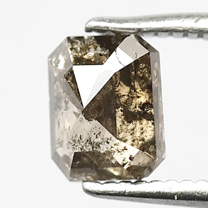 Natural Emerald Shape 1.10 Carat Diamond, 6.2 x 4.9 MM Natural Brownish Black Rustic Loose Diamond