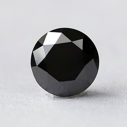 1.29 Ct Loose Black Diamond Round Brilliant Cut, 6.80 mm Natural Treated Diamond for Custom Ring Anniversary Gift