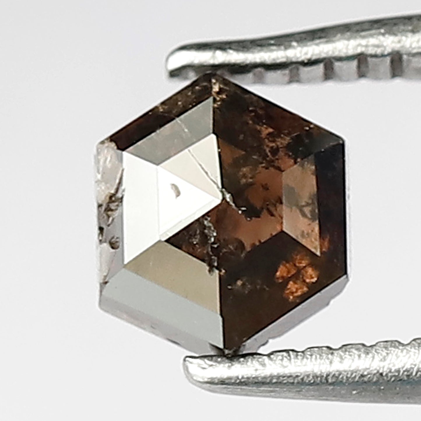 0.69 CT Hexagon Cut Dark Brown Salt and Pepper Natural Diamond for Handmade