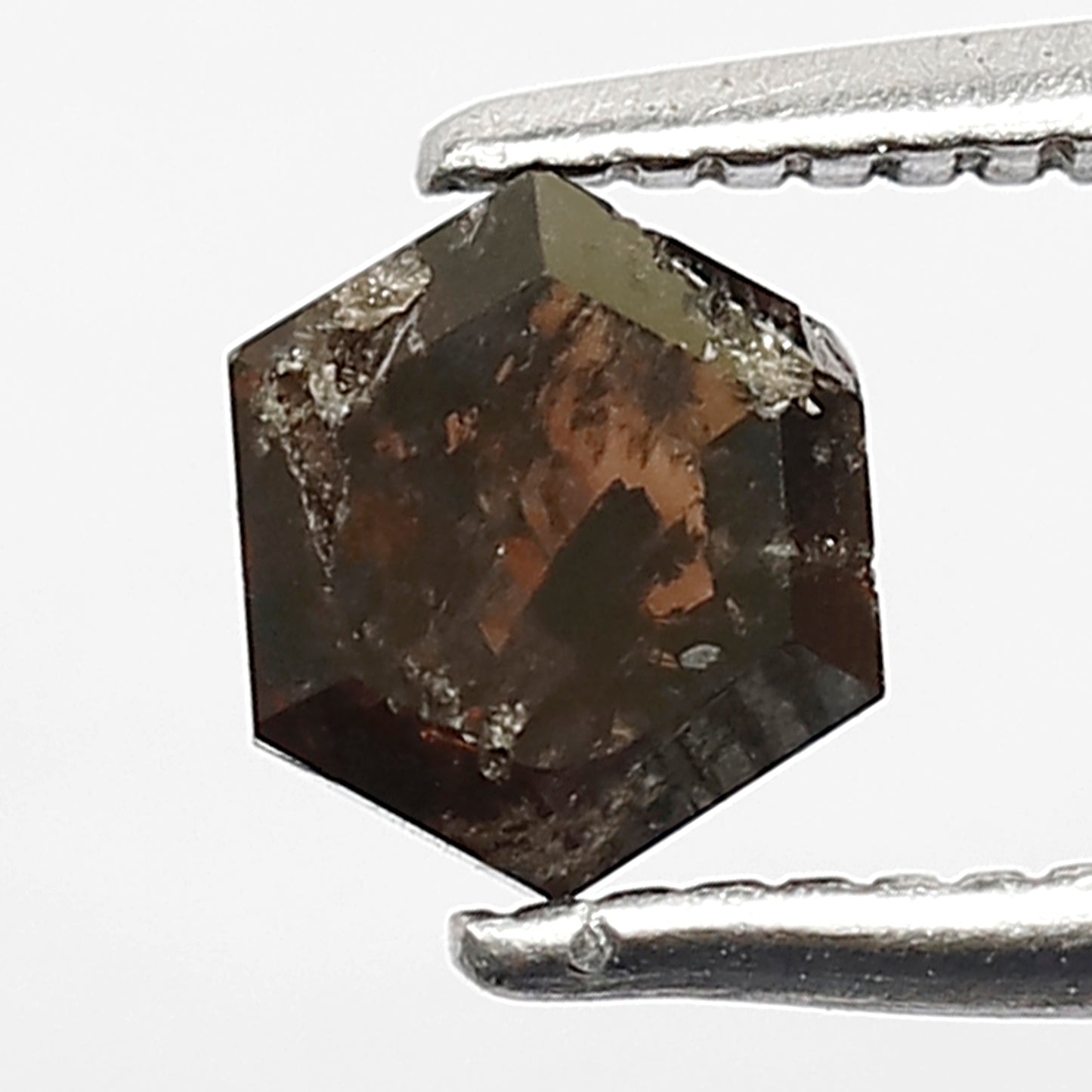 0.69 CT Hexagon Cut Dark Brown Salt and Pepper Natural Diamond for Handmade