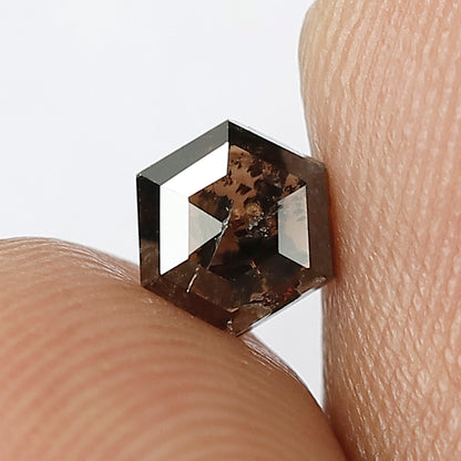 0.69 CT Hexagon Cut Dark Brown Salt and Pepper Natural Diamond for Handmade