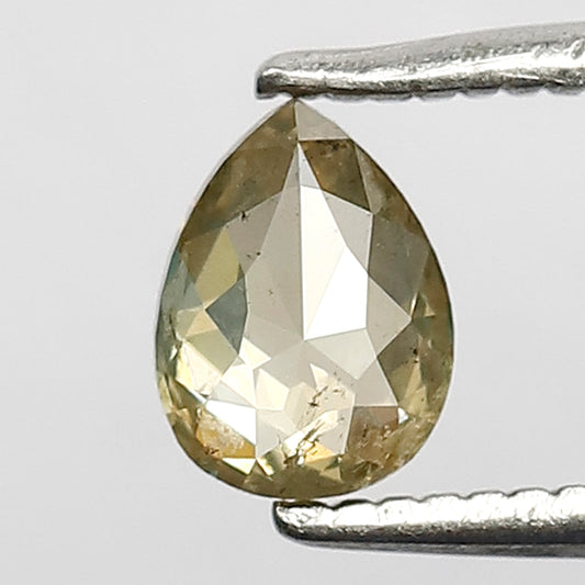 0.50 CT Pointed Transparent Greenish Brown Pear Cut Salt and Pepper Rustic Diamond Polished Back made for Vintage Rings