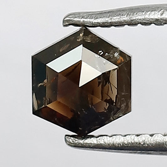 0.61 CT 5.3 MM Fancy Hexagon Deep Brown Salt and Pepper Loose Diamond made for Engagement Ring