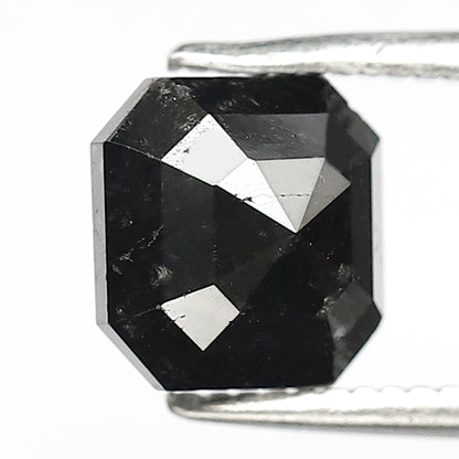 1.73 CT 7 MM Emerald Cut Natural Black Salt and Pepper Loose Diamond  for Wedding Rings and Necklace