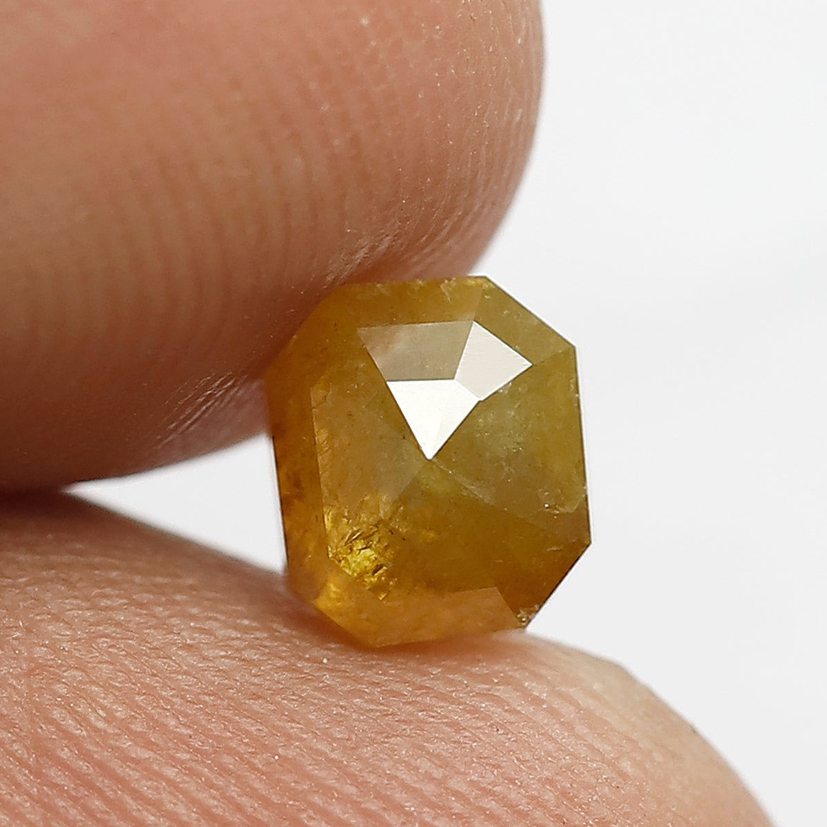 Natural Radiant cut 1.31 CT Rustic Diamond, 6 MM Yellow color Loose Conflict Free Diamond For Wedding Band
