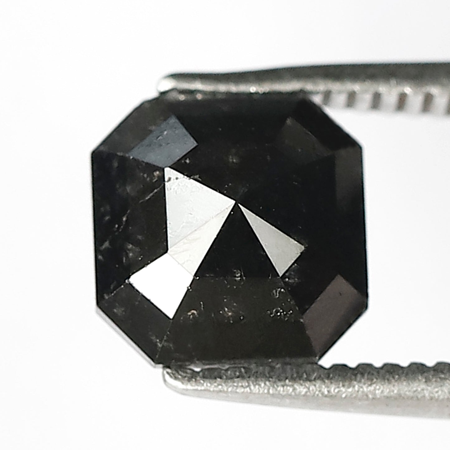 1.73 CT 7 MM Emerald Cut Natural Black Salt and Pepper Loose Diamond  for Wedding Rings and Necklace