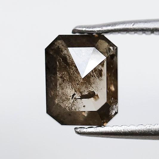 1.39 CT EMERALD Shape Natural Loose Diamond,brownish black color salt and pepper Diamond, 7 mm emerald shape Diamond for making Gothic ring