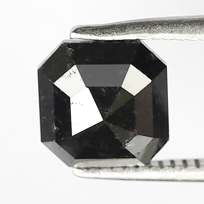 1.73 CT 7 MM Emerald Cut Natural Black Salt and Pepper Loose Diamond  for Wedding Rings and Necklace