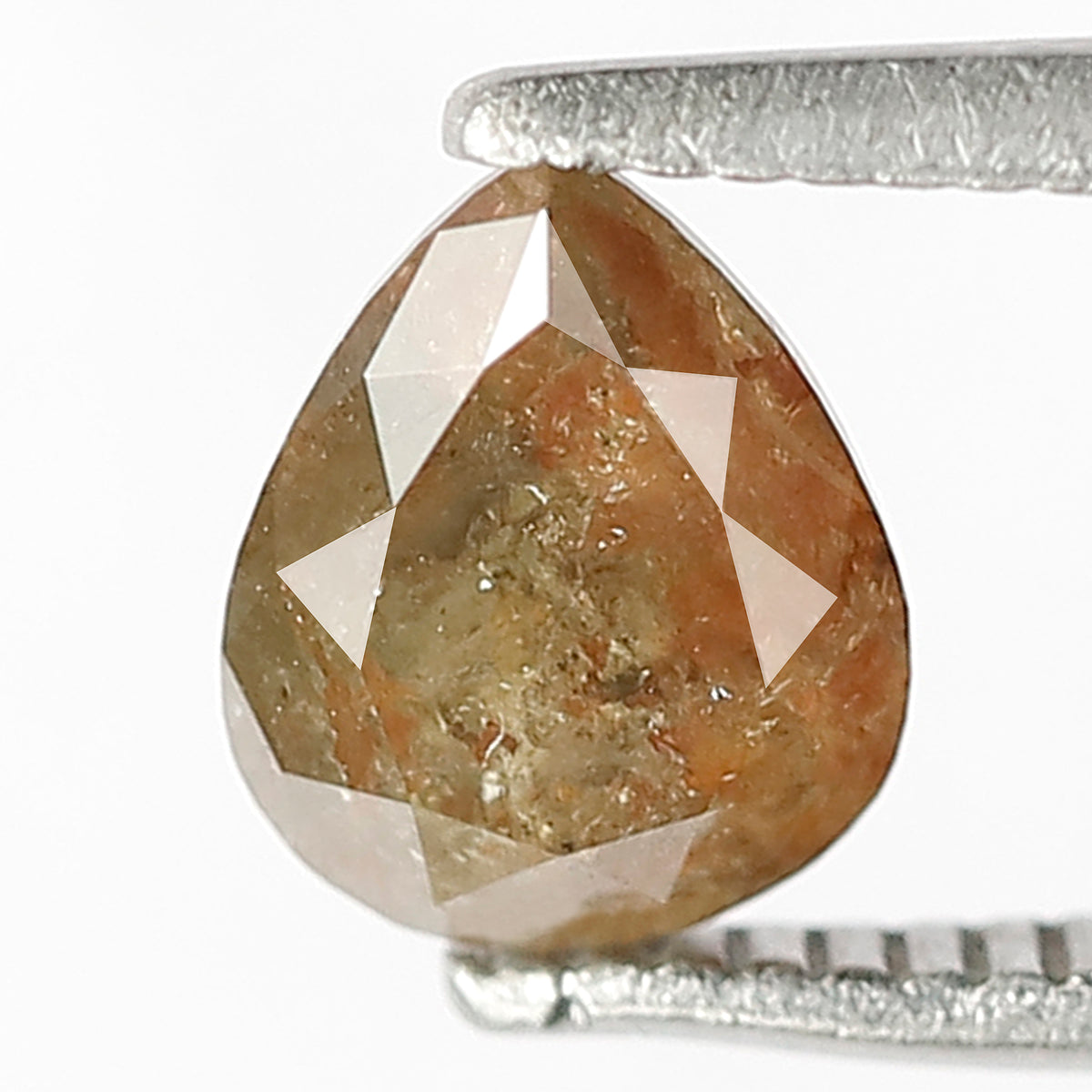 Pear Shape 0.95 CT Loose Diamond, Natural Greenish Red Ethical Rustic Diamond For Wedding Ring and Band
