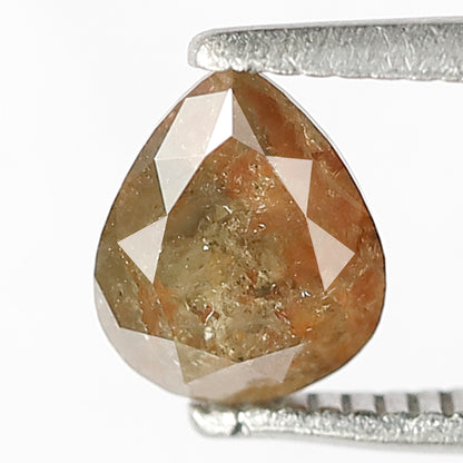 Pear Shape 0.95 CT Loose Diamond, Natural Greenish Red Ethical Rustic Diamond For Wedding Ring and Band