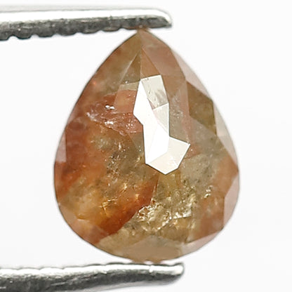 Pear Shape 0.95 CT Loose Diamond, Natural Greenish Red Ethical Rustic Diamond For Wedding Ring and Band