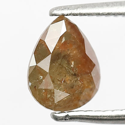 Pear Shape 0.95 CT Loose Diamond, Natural Greenish Red Ethical Rustic Diamond For Wedding Ring and Band