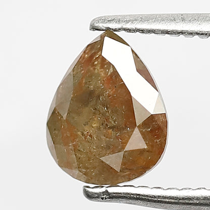 Pear Shape 0.95 CT Loose Diamond, Natural Greenish Red Ethical Rustic Diamond For Wedding Ring and Band