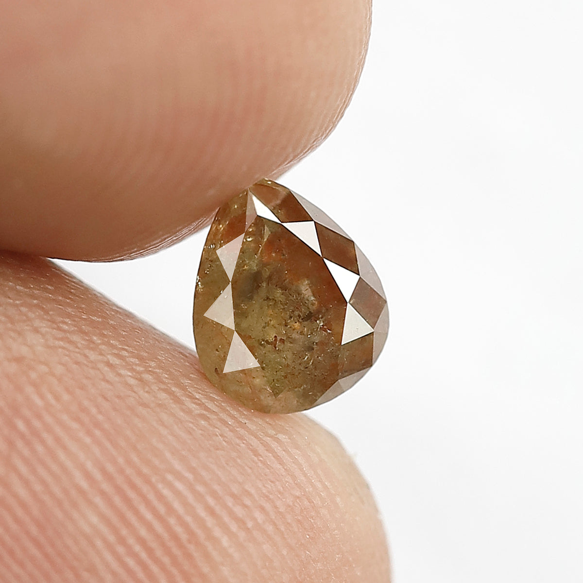 Pear Shape 0.95 CT Loose Diamond, Natural Greenish Red Ethical Rustic Diamond For Wedding Ring and Band