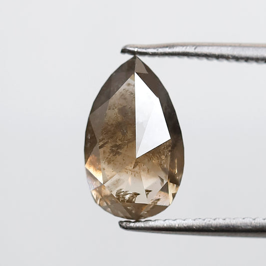 2.27 CT PEAR Shape Natural loose Diamond, misty Brownish Black color salt and pepper Diamond, 10 mm pear cut diamond for making wedding ring