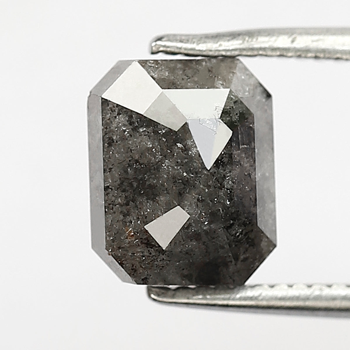 7.40 MM Natural Grey Black color Salt and Pepper Diamond 1.90 CT Emerald cut Loose Diamond For Ring