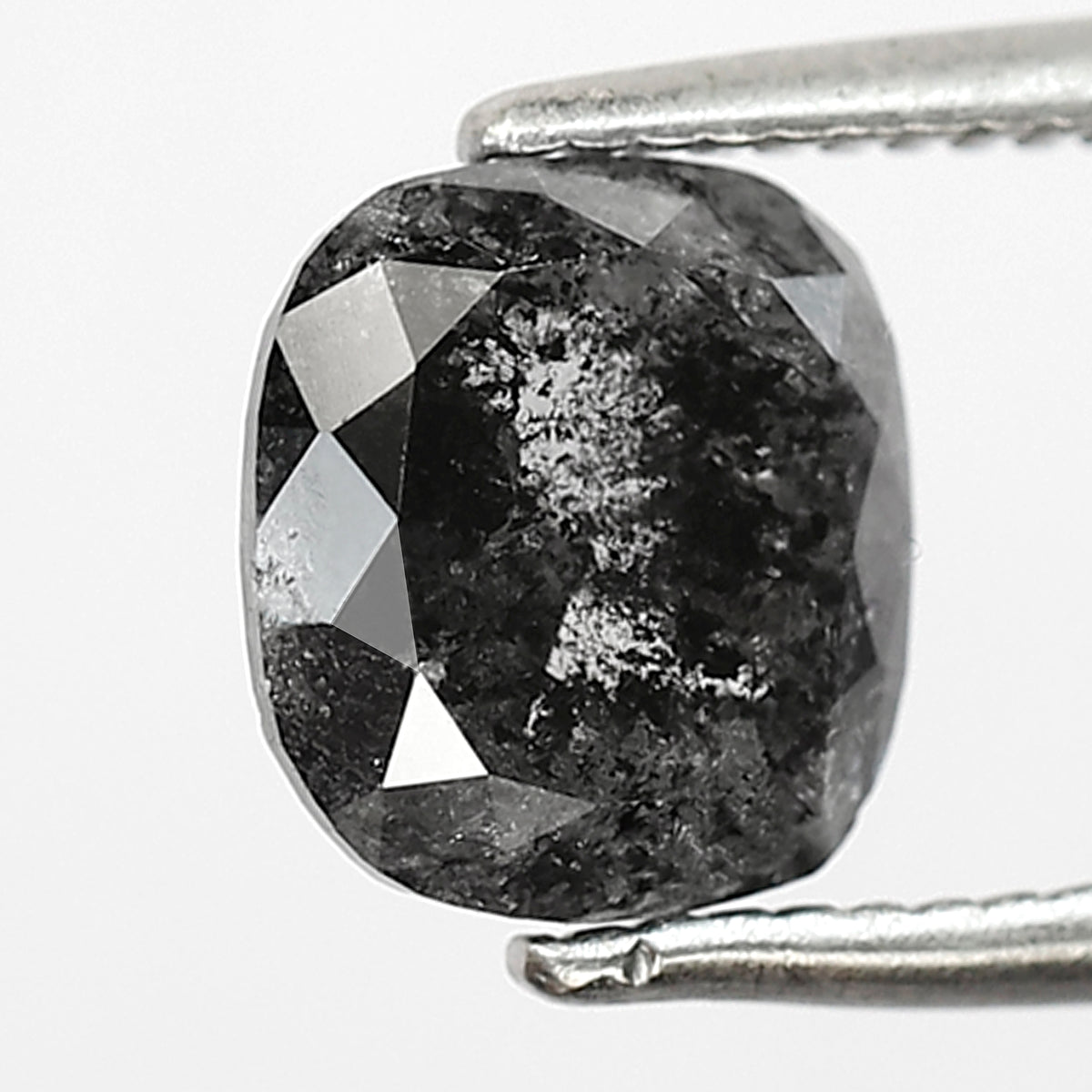 1.55 CT cushion Shape Salt and Pepper Diamond 7 MM Natural Grey Black color Loose Diamond