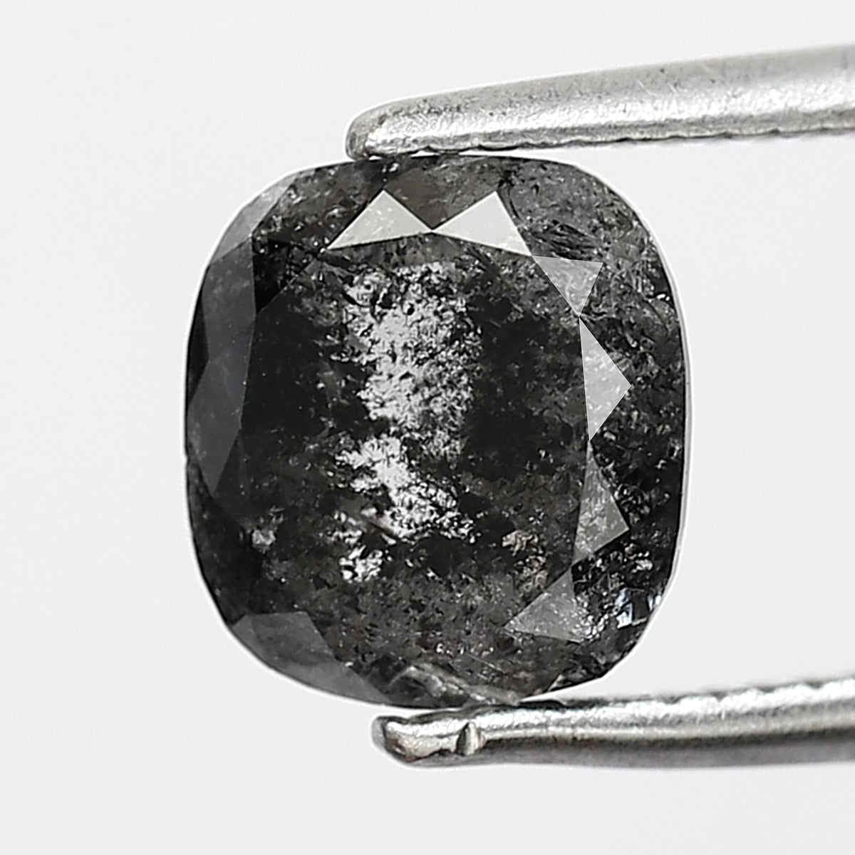 1.55 CT cushion Shape Salt and Pepper Diamond 7 MM Natural Grey Black color Loose Diamond