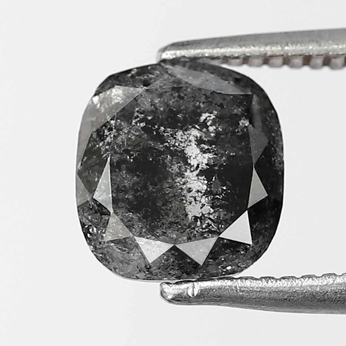 1.55 CT cushion Shape Salt and Pepper Diamond 7 MM Natural Grey Black color Loose Diamond