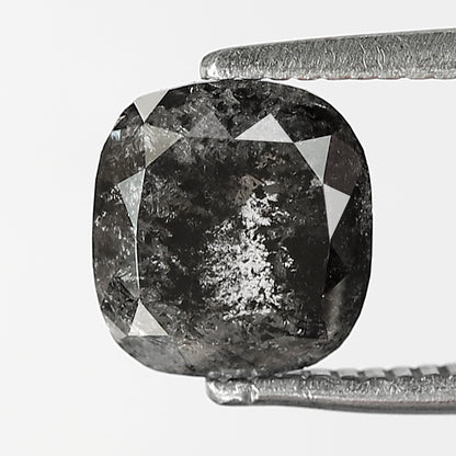 1.55 CT cushion Shape Salt and Pepper Diamond 7 MM Natural Grey Black color Loose Diamond