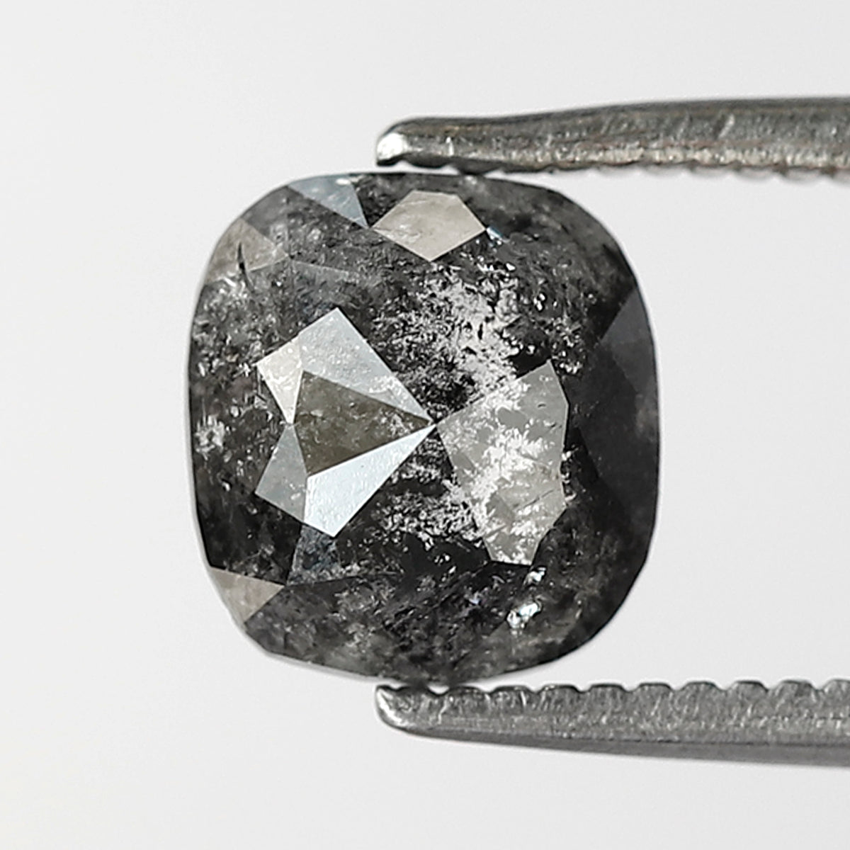 1.55 CT cushion Shape Salt and Pepper Diamond 7 MM Natural Grey Black color Loose Diamond
