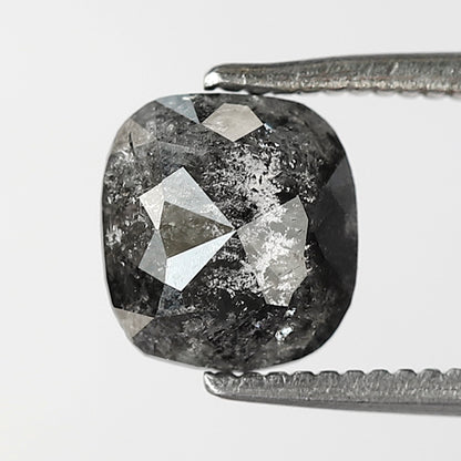 1.55 CT cushion Shape Salt and Pepper Diamond 7 MM Natural Grey Black color Loose Diamond