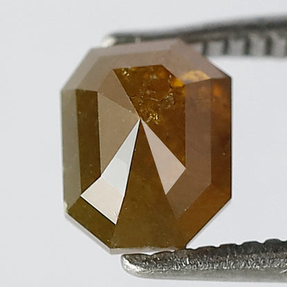 Natural Emerald cut 1.10 CT Rustic Diamond, 6.2 mm Greenish Yellow Loose Conflict Free Diamond