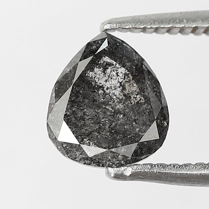 1.07 CT Pear Shape Salt and Pepper Diamond 6.80 MM Natural Grey Black color Loose Diamond