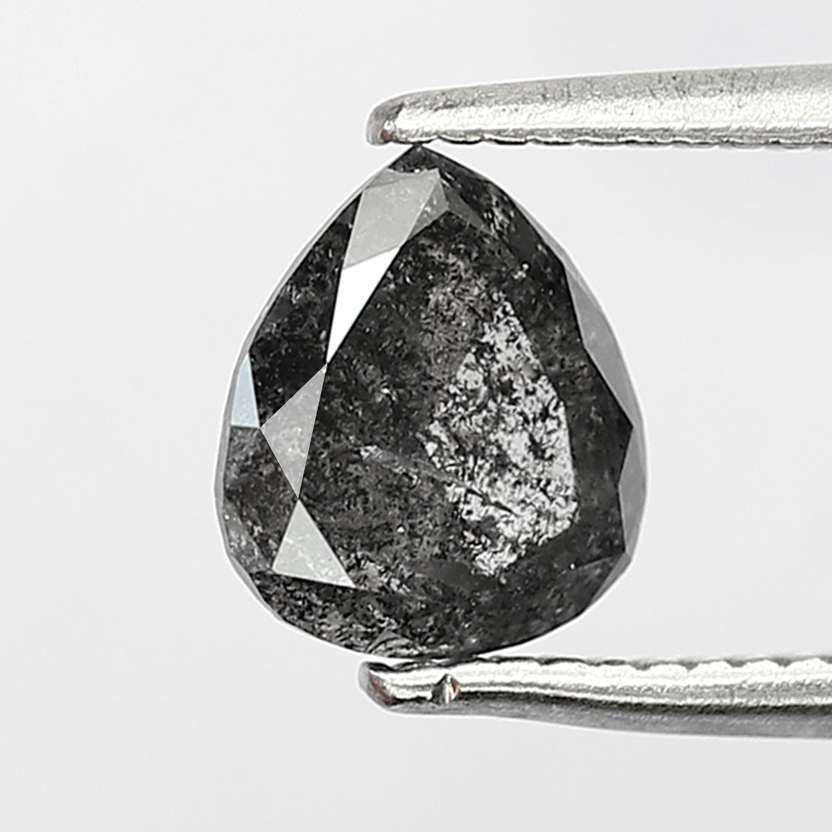 1.07 CT Pear Shape Salt and Pepper Diamond 6.80 MM Natural Grey Black color Loose Diamond