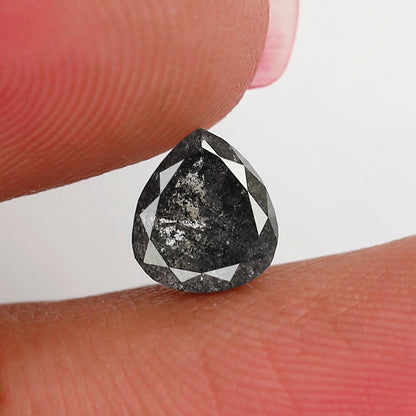 1.07 CT Pear Shape Salt and Pepper Diamond 6.80 MM Natural Grey Black color Loose Diamond