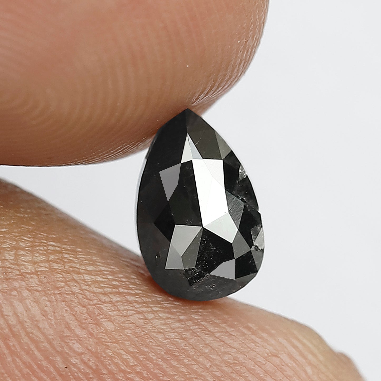 1.37 CT 8 MM Pear Cut Salt and Pepper Loose Blackish Diamond made for Bridal Engagement Rings