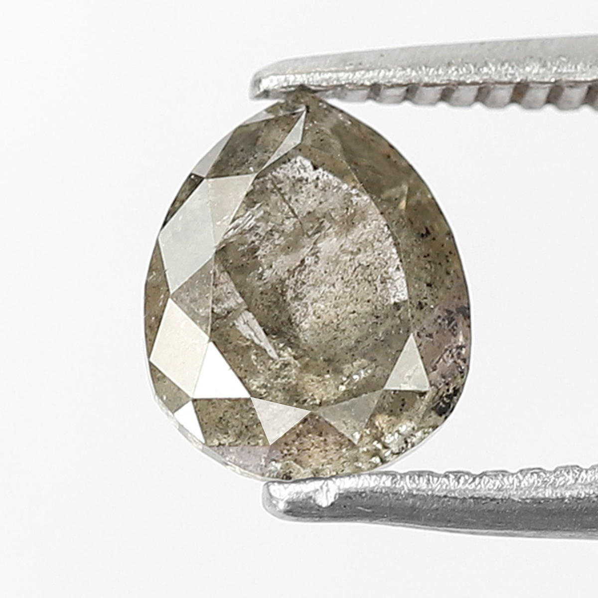 1.19 CT Pear shape Natural loose Grey Brownish color 6.90 MM salt and pepper Diamond