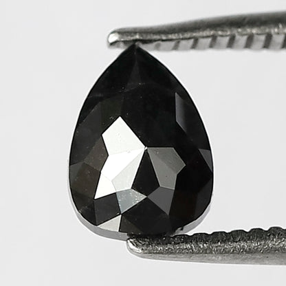 0.86 CT 6.8 MM Natural Black Rose Cut Pear Shape Natural Loose Diamond suitable for Engagement Rings, Promise Rings, and Pendants.