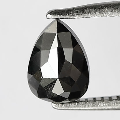 0.86 CT 6.8 MM Natural Black Rose Cut Pear Shape Natural Loose Diamond suitable for Engagement Rings, Promise Rings, and Pendants.