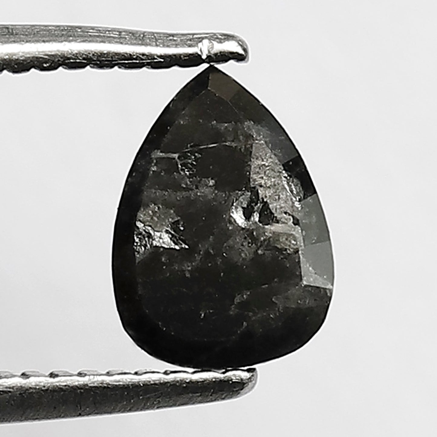 0.86 CT 6.8 MM Natural Black Rose Cut Pear Shape Natural Loose Diamond suitable for Engagement Rings, Promise Rings, and Pendants.