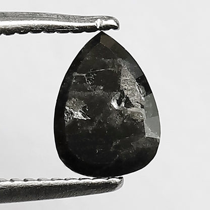0.86 CT 6.8 MM Natural Black Rose Cut Pear Shape Natural Loose Diamond suitable for Engagement Rings, Promise Rings, and Pendants.