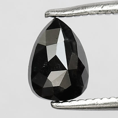 0.86 CT 6.8 MM Natural Black Rose Cut Pear Shape Natural Loose Diamond suitable for Engagement Rings, Promise Rings, and Pendants.