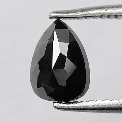 0.86 CT 6.8 MM Natural Black Rose Cut Pear Shape Natural Loose Diamond suitable for Engagement Rings, Promise Rings, and Pendants.