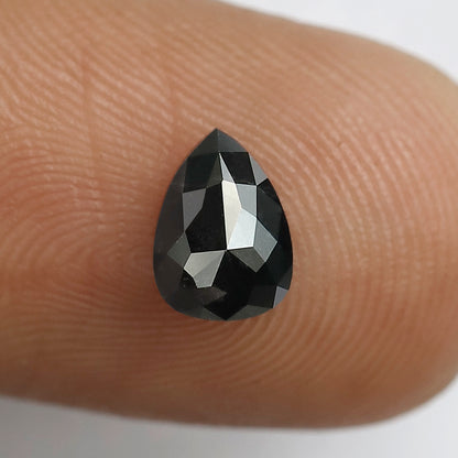 0.86 CT 6.8 MM Natural Black Rose Cut Pear Shape Natural Loose Diamond suitable for Engagement Rings, Promise Rings, and Pendants.