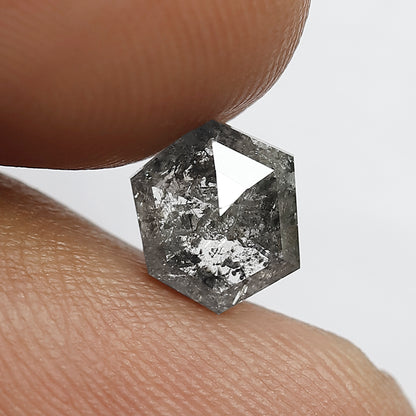 1.38 CT 7.5 MM Shiny Grey Hexagon Cut Salt and Pepper for Handmade Ornaments