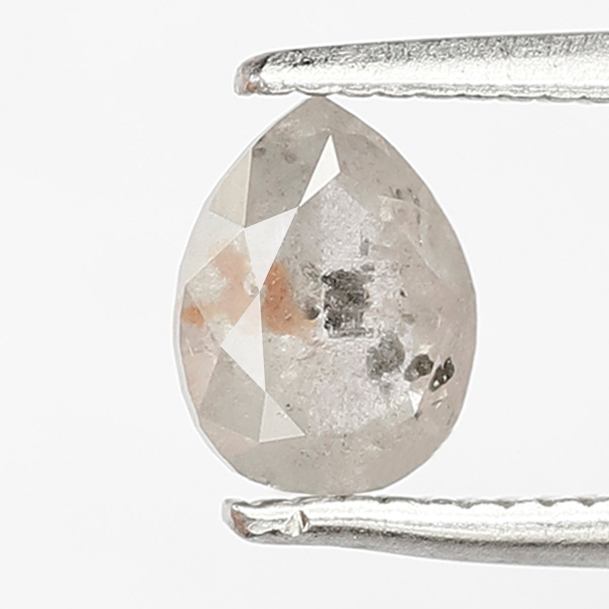6 MM Natural Grey Brown color Salt and Pepper Diamond 0.79 CT Pear Loose Diamond For Make Diamond Ring