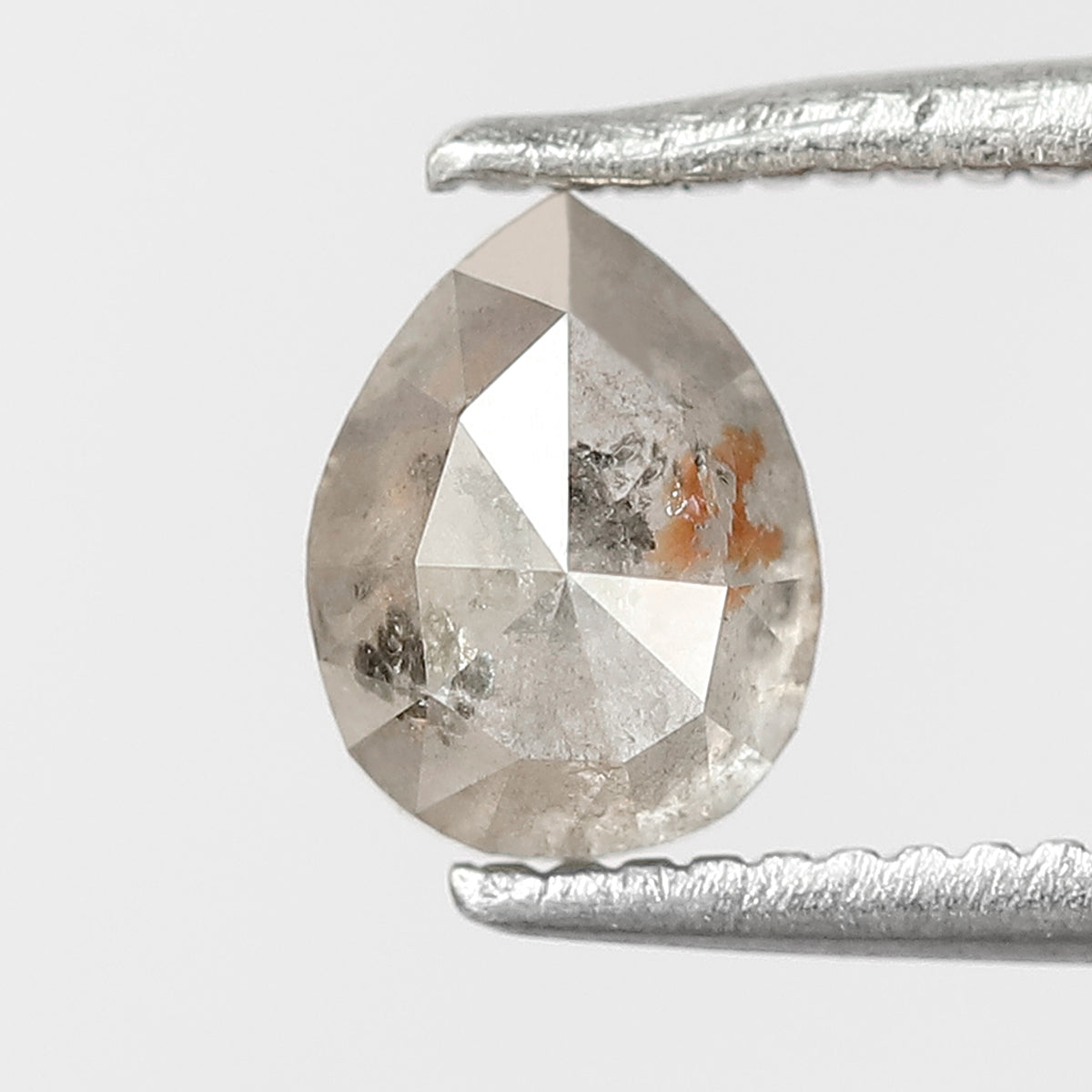 6 MM Natural Grey Brown color Salt and Pepper Diamond 0.79 CT Pear Loose Diamond For Make Diamond Ring
