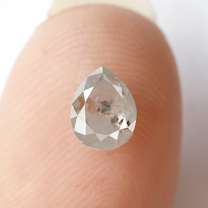6 MM Natural Grey Brown color Salt and Pepper Diamond 0.79 CT Pear Loose Diamond For Make Diamond Ring