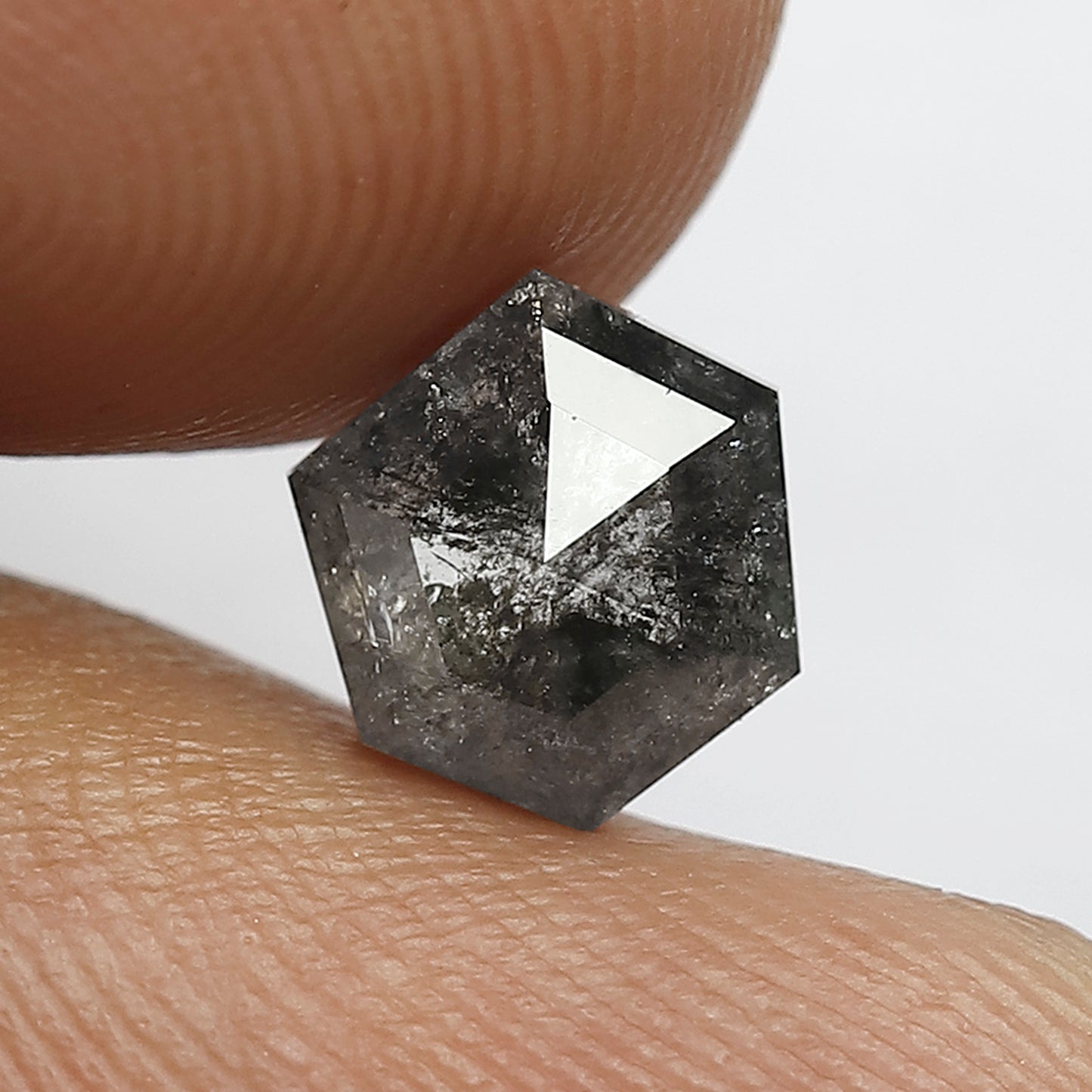 1.42 CT 7.5 MM Brilliant Cut Hexagon ShapeGrey-Black Color made for Engagement Ring